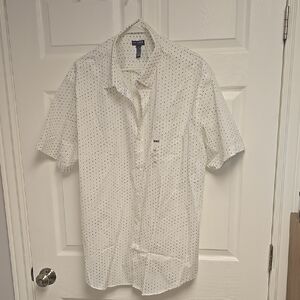 White Casual Button Down Shirt with Subtle Pattern